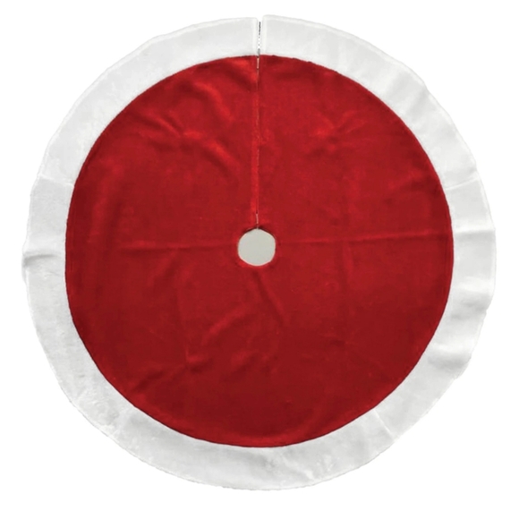 RED SHED Red White 48" Supersoft Faux Fur Trim Tree Skirt - Picture 4 of 4